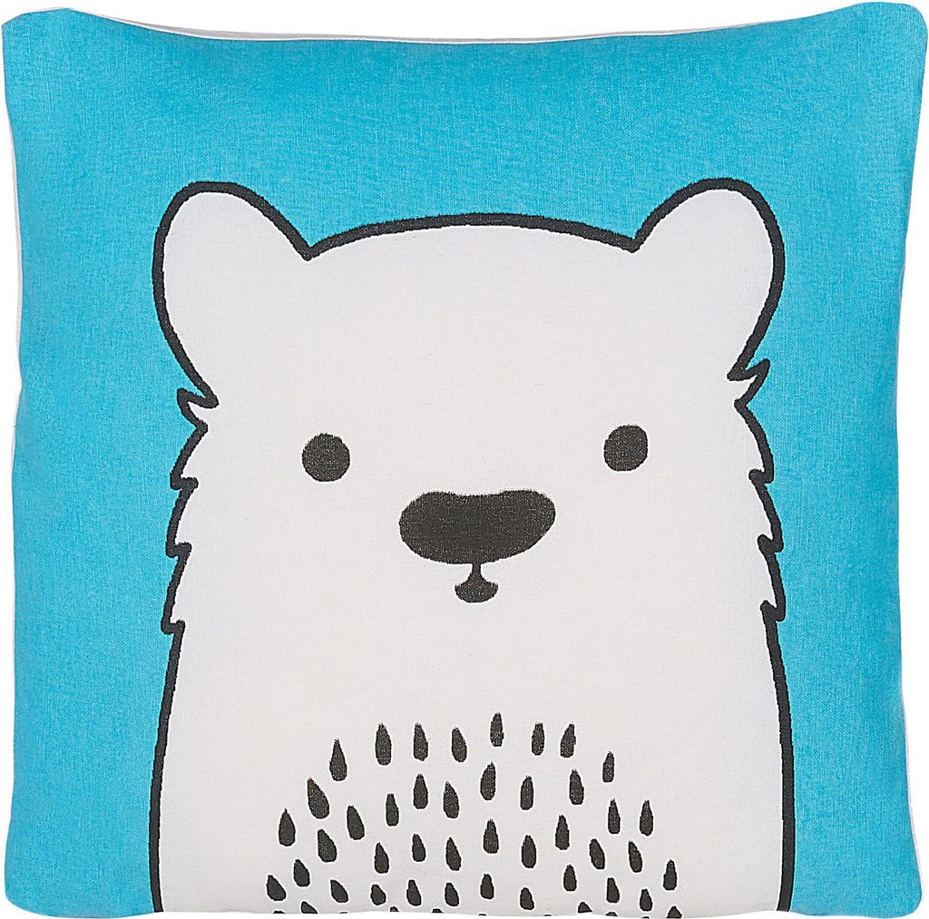 BELIANI Dekokissen Blau Baumwolle Tiermotiv Bärmotiv 45 x 45 cm Wohnzimmer Kinderzimmer