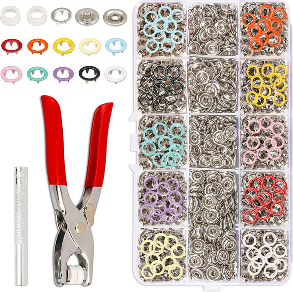 Druckknöpfe mit Zange, Metall-Druckknopf-Set mit festem Knopfwerkzeug, Druckknöpfe 100er-Sets für Bastelarbeiten, Kinderkleidung, Kleidertaschen...
