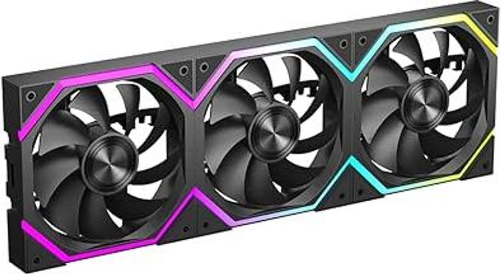 Jungle Leopard GALAXY Build Blocks UNI Daisy Chain RGB PC Lüfter 120MM 3er Pack,2000RPM/62.36CFM,5V3PIN ARGB und 12V4PIN PWM Lüfter (Schwarz)