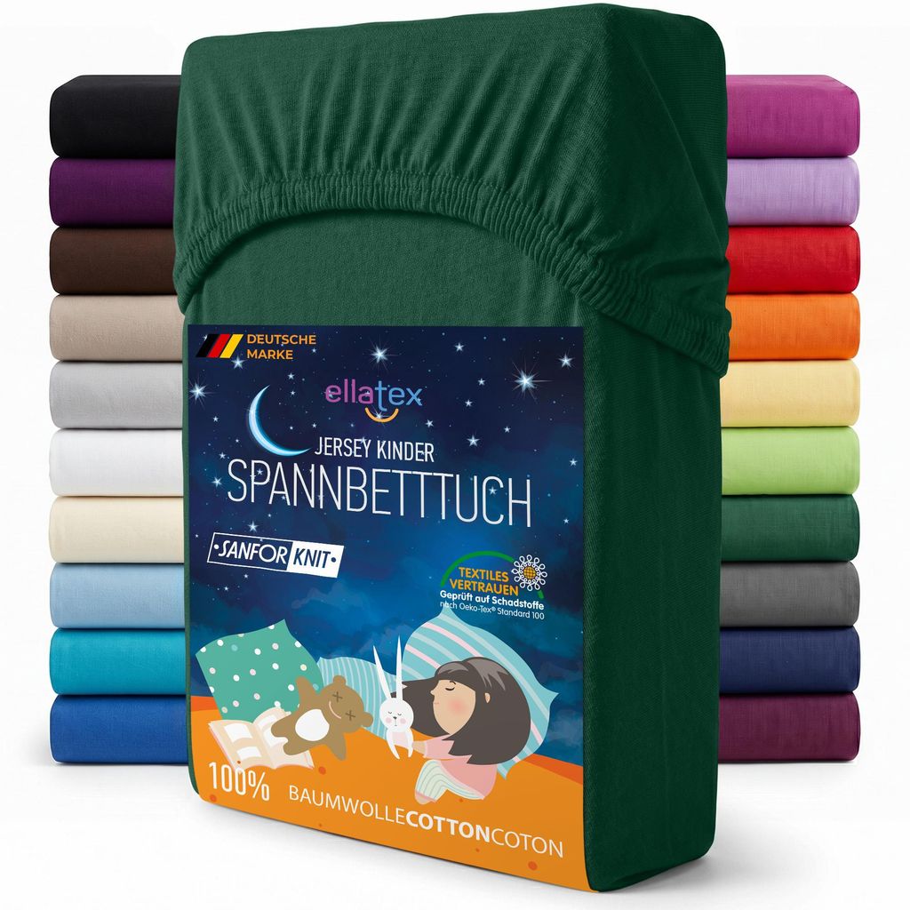 EllaTex Jersey Kinder Spannbettlaken 70x140 Baumwolle – Produktbild 