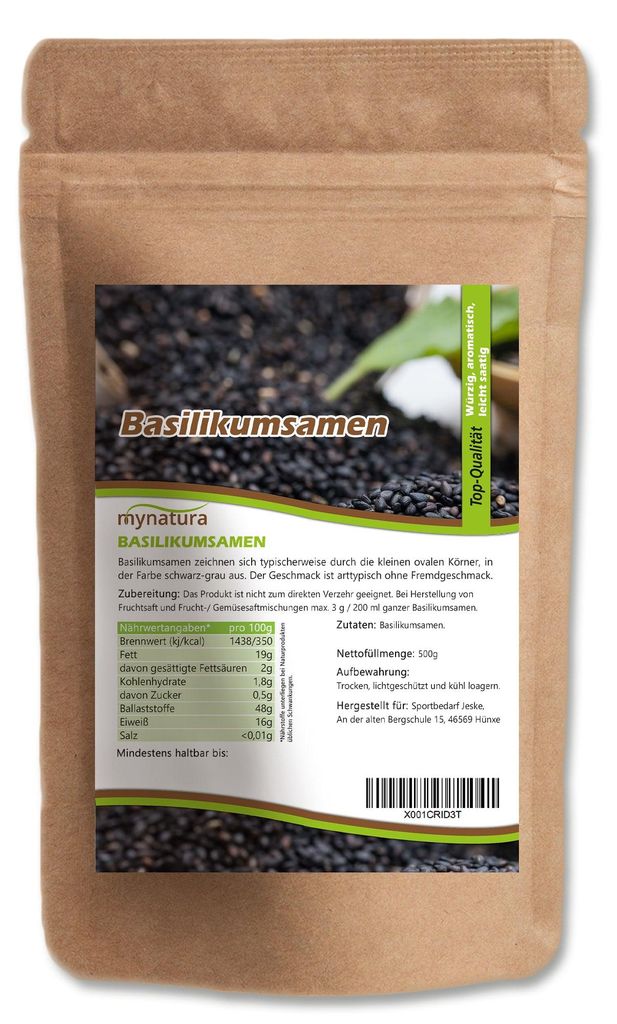 Mynatura Basilikumsamen - (500g) - 2 Beutel (2x500g) Produktbild 