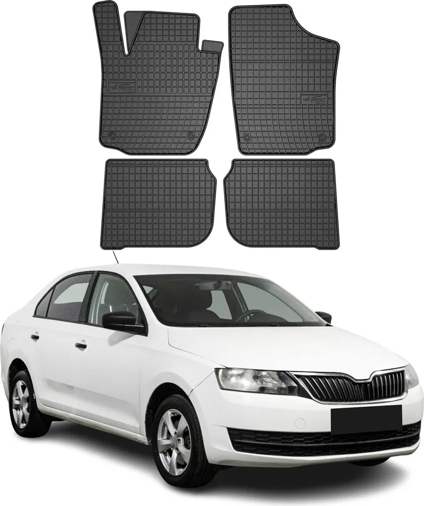 2012-2019 Skoda Rapid tappetini in gomma nera 4 pz