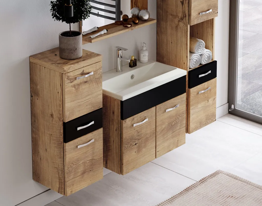 Ensemble meuble de salle de bains avec vasque et colonne Alba 60 cm - 5