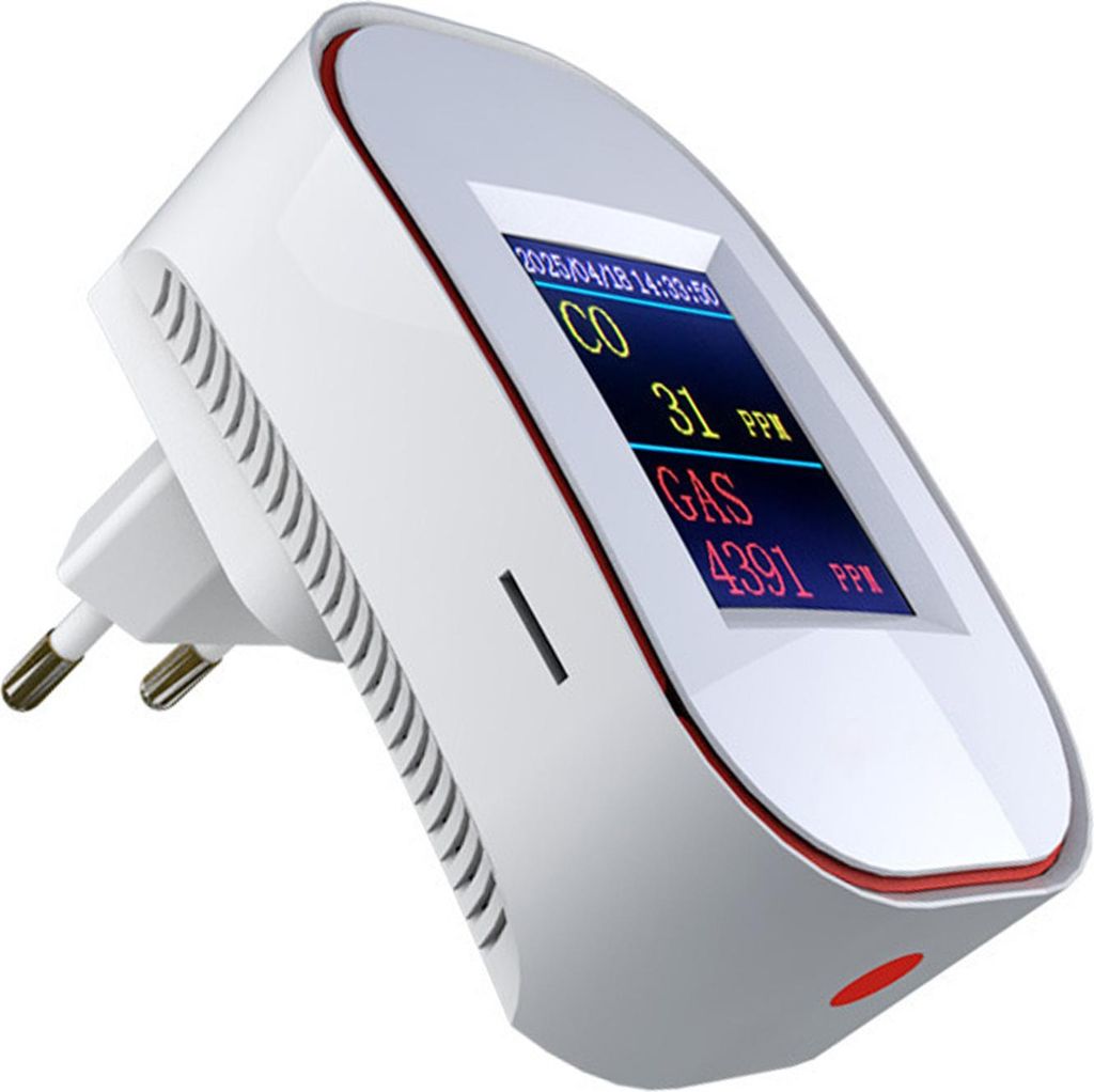 WiFi-Gasdetektor & CO-Detektor – Mit Echtzeit-Anzeige, App-Steuerung, Steckdesign, EN- für Küche, Kesselraum & Garage