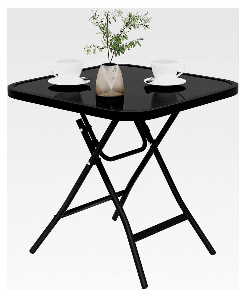 Klapptisch, Beistelltisch klappbar, Balkontisch, Campingtisch, Gartentisch, Bistrotisch, mit Metallrahmen, rechteckige Tischplatte aus gehärtetem ...