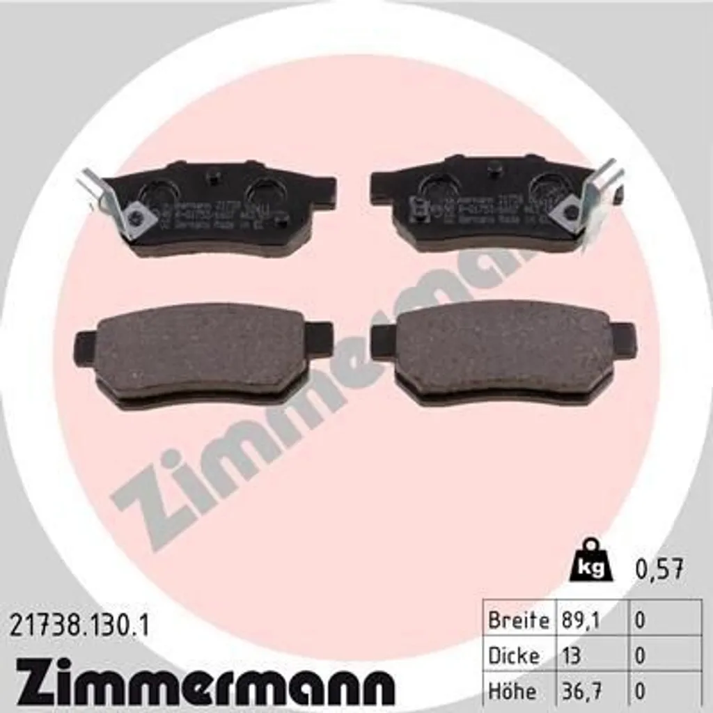 Kit Freinage Honda Jazz et CRX : Plaquettes Zimmermann 21738.130.1 Pro