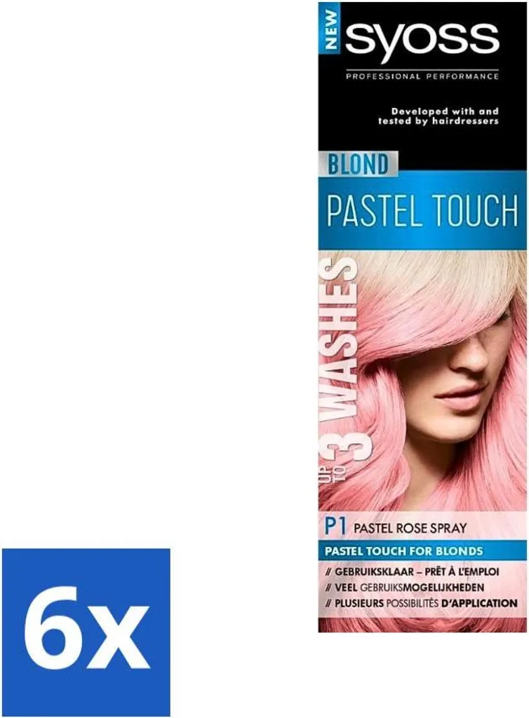 Tinta Spray Syoss Pastel Rose P1: 6 Flaconi per un Biondo Rosa da Sogno
