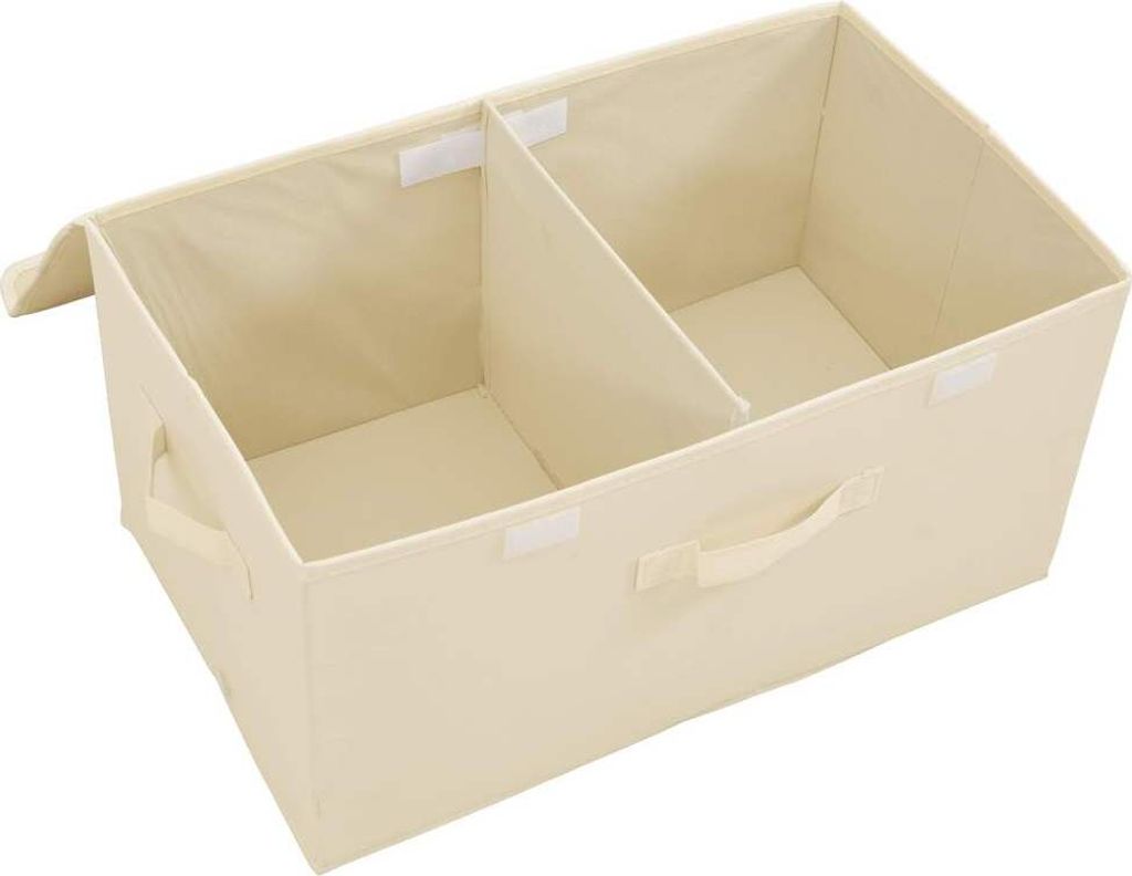 vidaXL Úložné boxy 2 ks látka 50x30x25 cm krémová Obrázok produktu 5