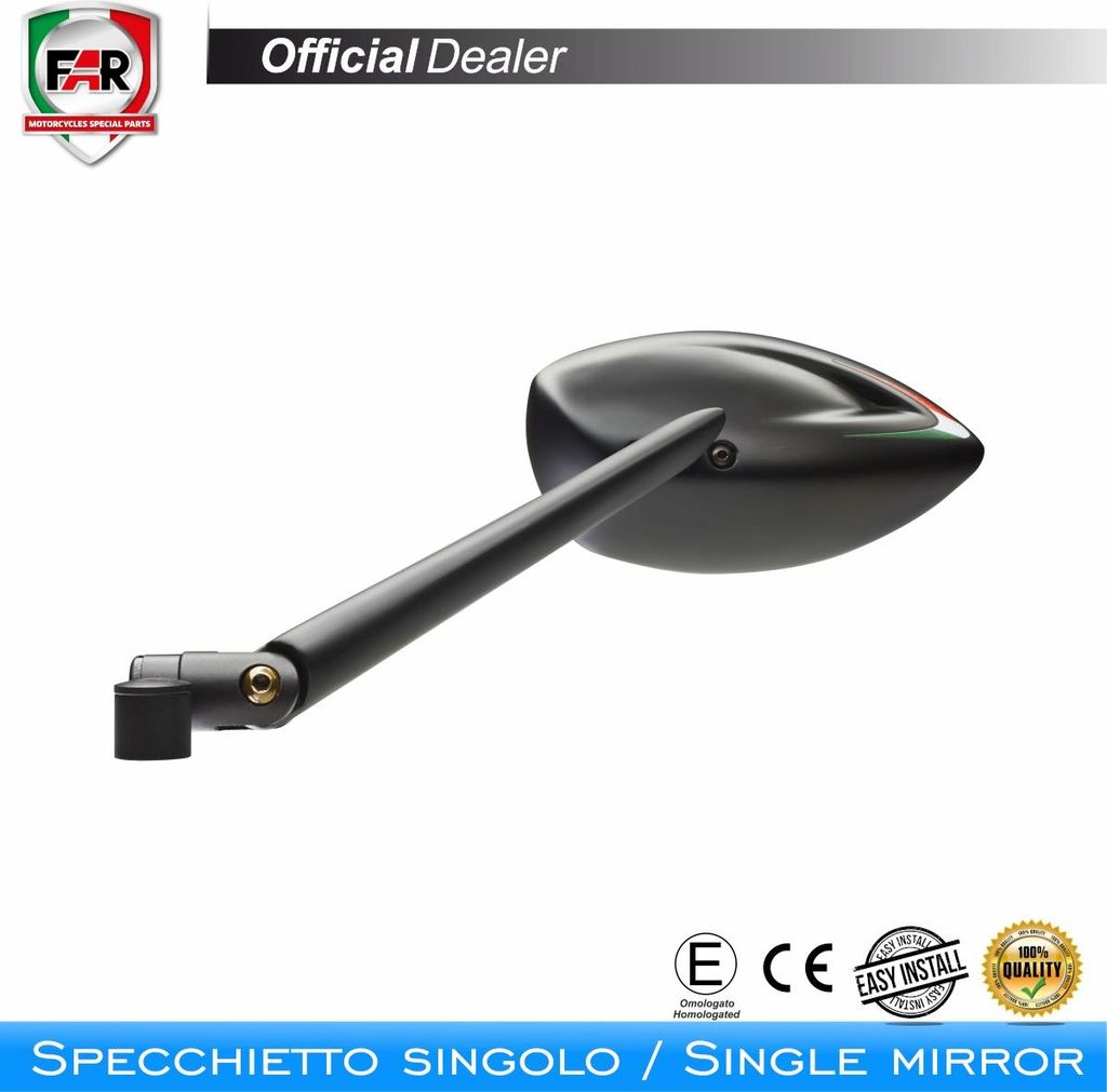 FAR 7654 Universeller rechter schwarzer Lenker Spiegel
