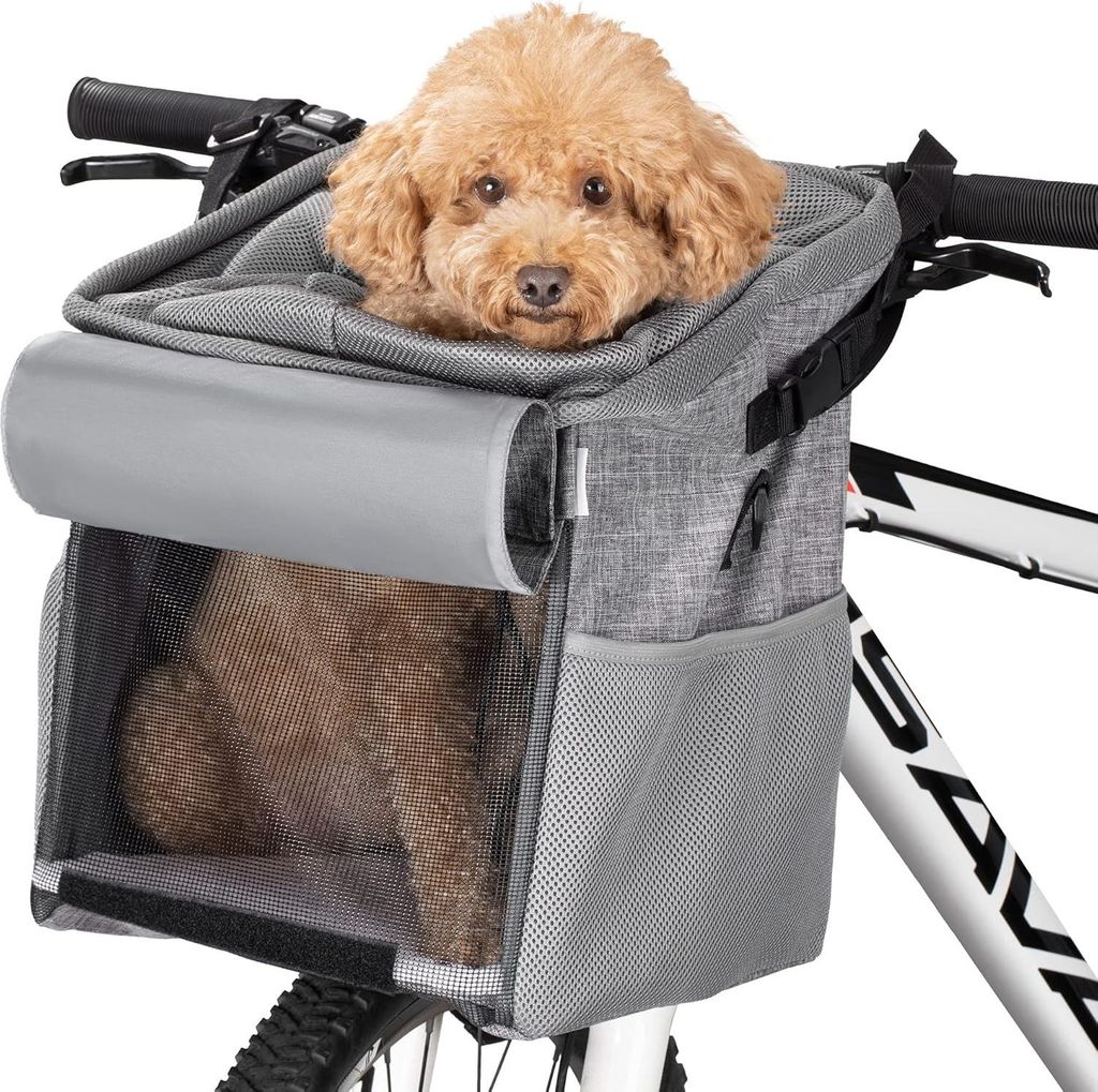 Huisdierendrager für Fahrrad - Bequeme Fahrradkorb für Hunde und Katzen - Multifunktionale Tasche mit Schulterriemen für Reisen und Wandern