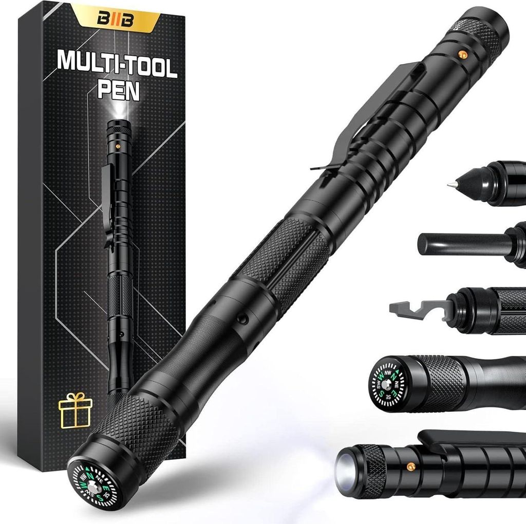 BIIB Penna multitool con luce LED e bussola Nero Immagine del prodotto 