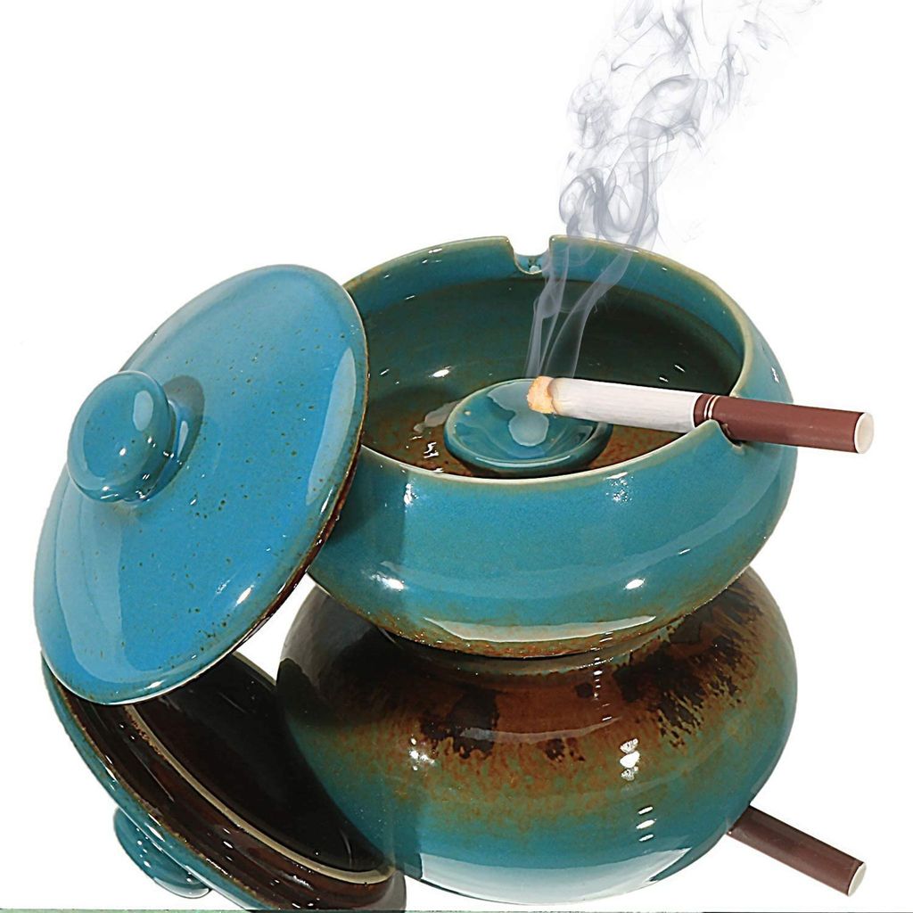 Chinesischer Wind-Aschenbecher Zigarre mit Deckel Retro für Produktbild 4