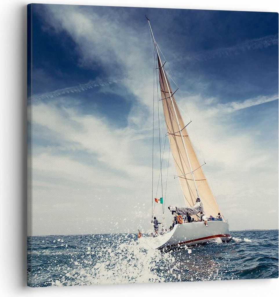Bild auf Leinwand - Leinwandbild - Segeln Yacht Reise - 40x40cm - Wand Bild - Wanddeko - Wandbilder - Leinwanddruck - Bilder - Kunstdruck - Wanddek...