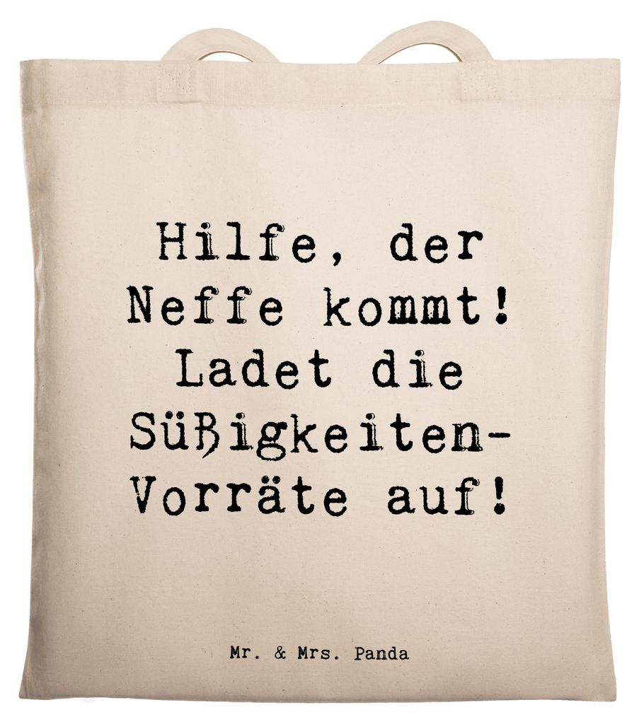 Mr. & Mrs. Panda Jutebeutel Spruch Neffe Besuch - Transparent - Geschenk, Weihnachten, Tasche, Einkaufstasche, Familienmitglieder, Familie, Tote Ba...