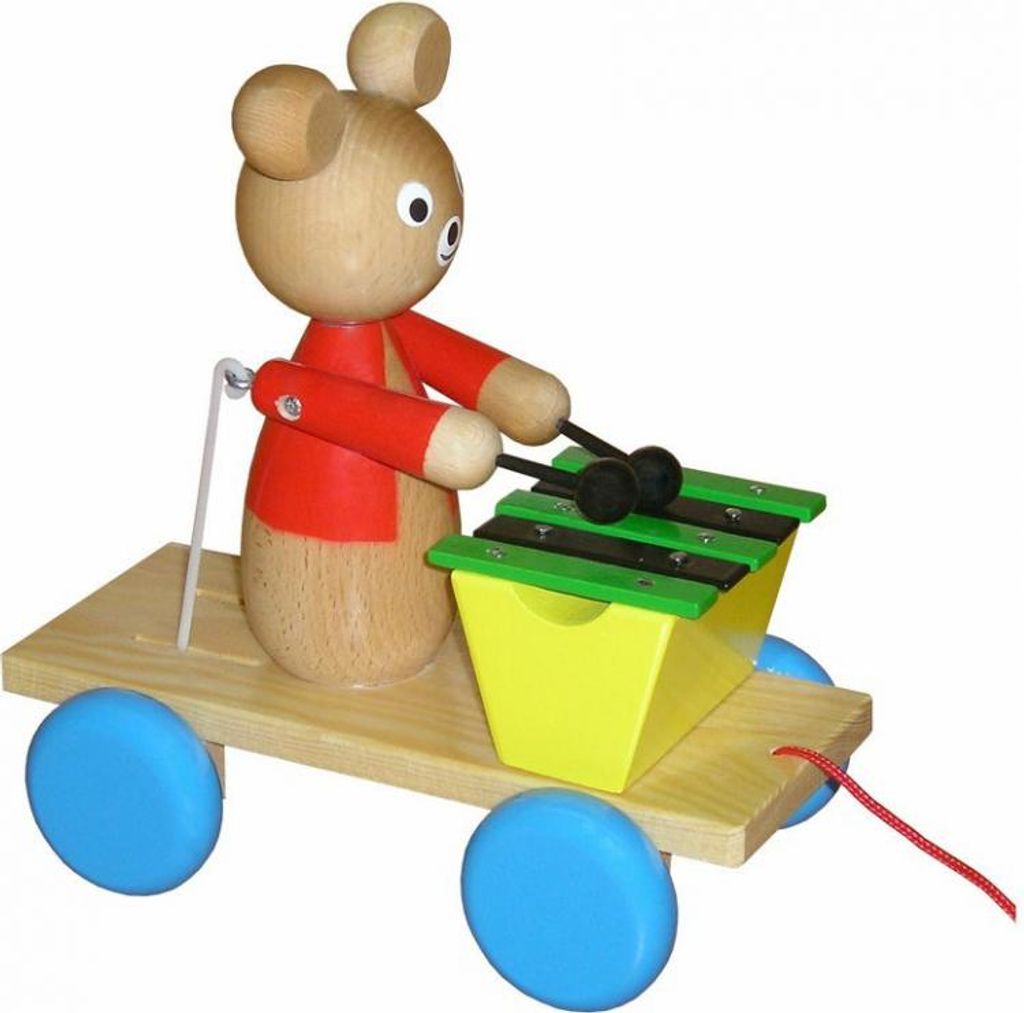 Miva Holz Nachziehfigur Bär mit Xylophon - pädagogisches Spielzeug