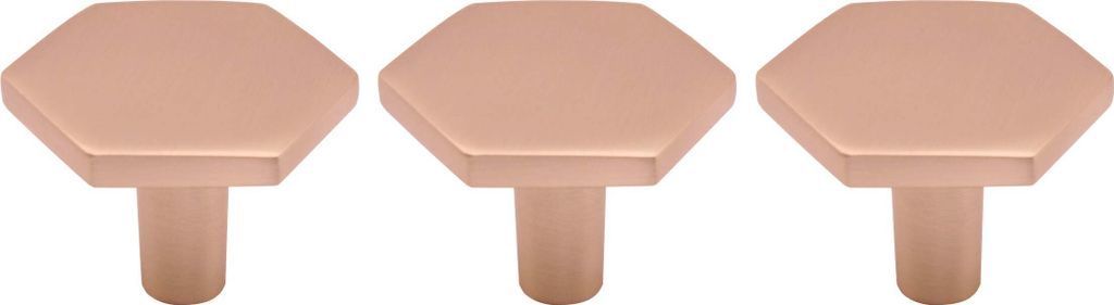 Natural Goods Berlin Möbelgriff HEXAGON, Möbelknopf, Schrankgriff, Knauf für Schublade und Tür, Rosé, 3 Stück