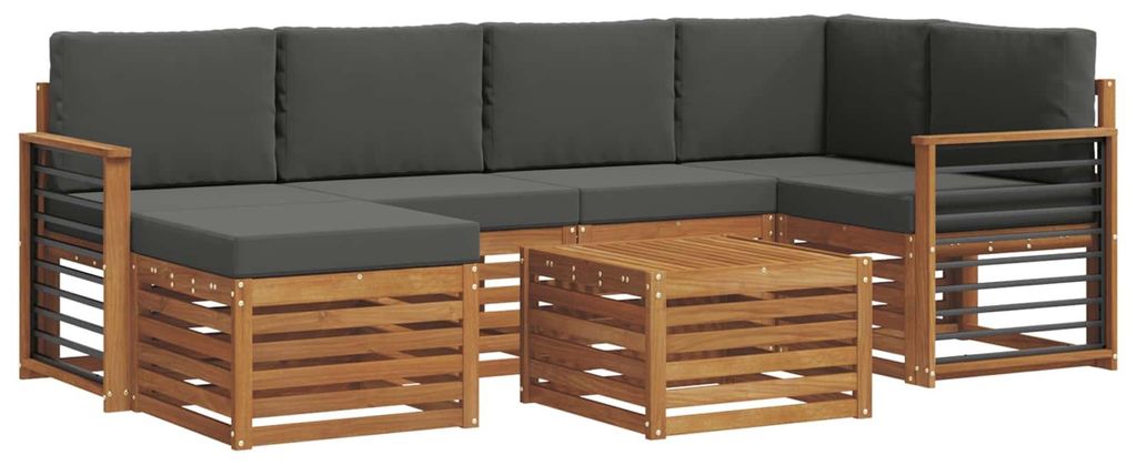 vidaXL Ecksofa Set 7 pcs Natur und Anthrazit Massivholz Akazie