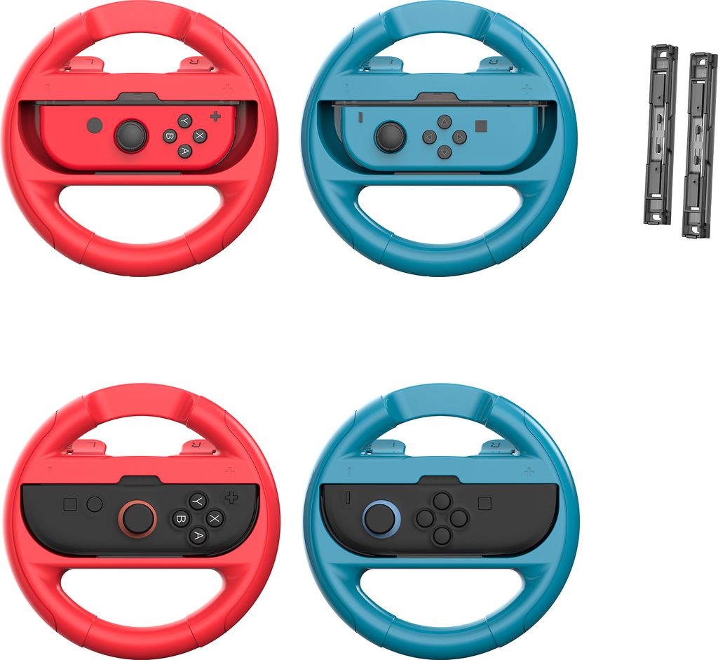INF Blaue und rote Lenkradgriffe für Nintendo Switch Joy-Cons