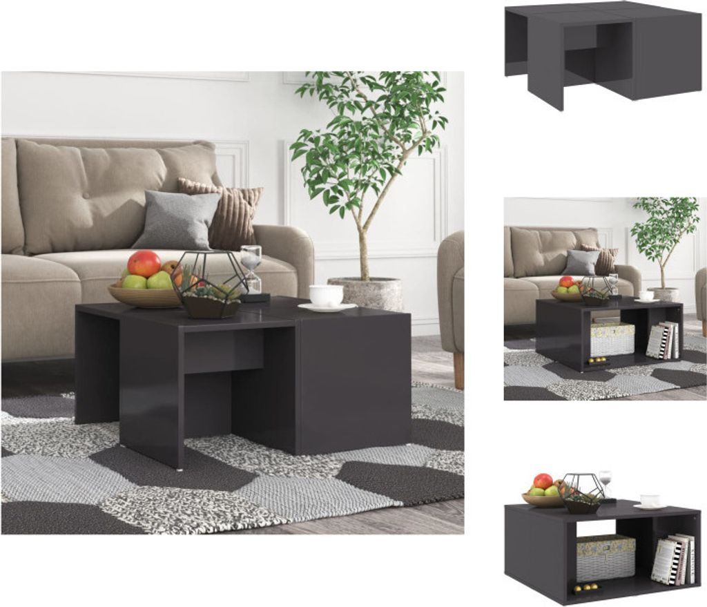 vidaXL Couchtische 4 Stk. Hochglanz-Grau 33x33x33 cm Produktbild 