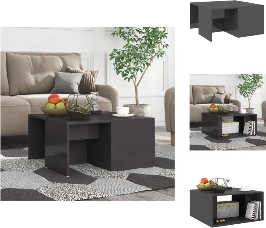 vidaXL Tavolini da Caffè 4 pz Grigio Lucido 33x33x33 cm | Arredo Moderno