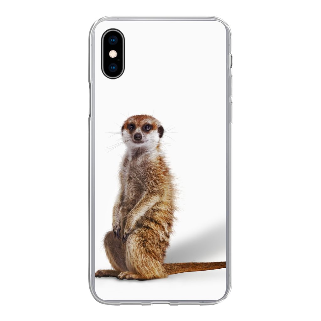 MuchoWow Handyhülle Schutzhülle Hülle für iPhone Xs Erdmännchen - Tiere - Fell Silikon Softcase Handy Hülle - Handytasche
