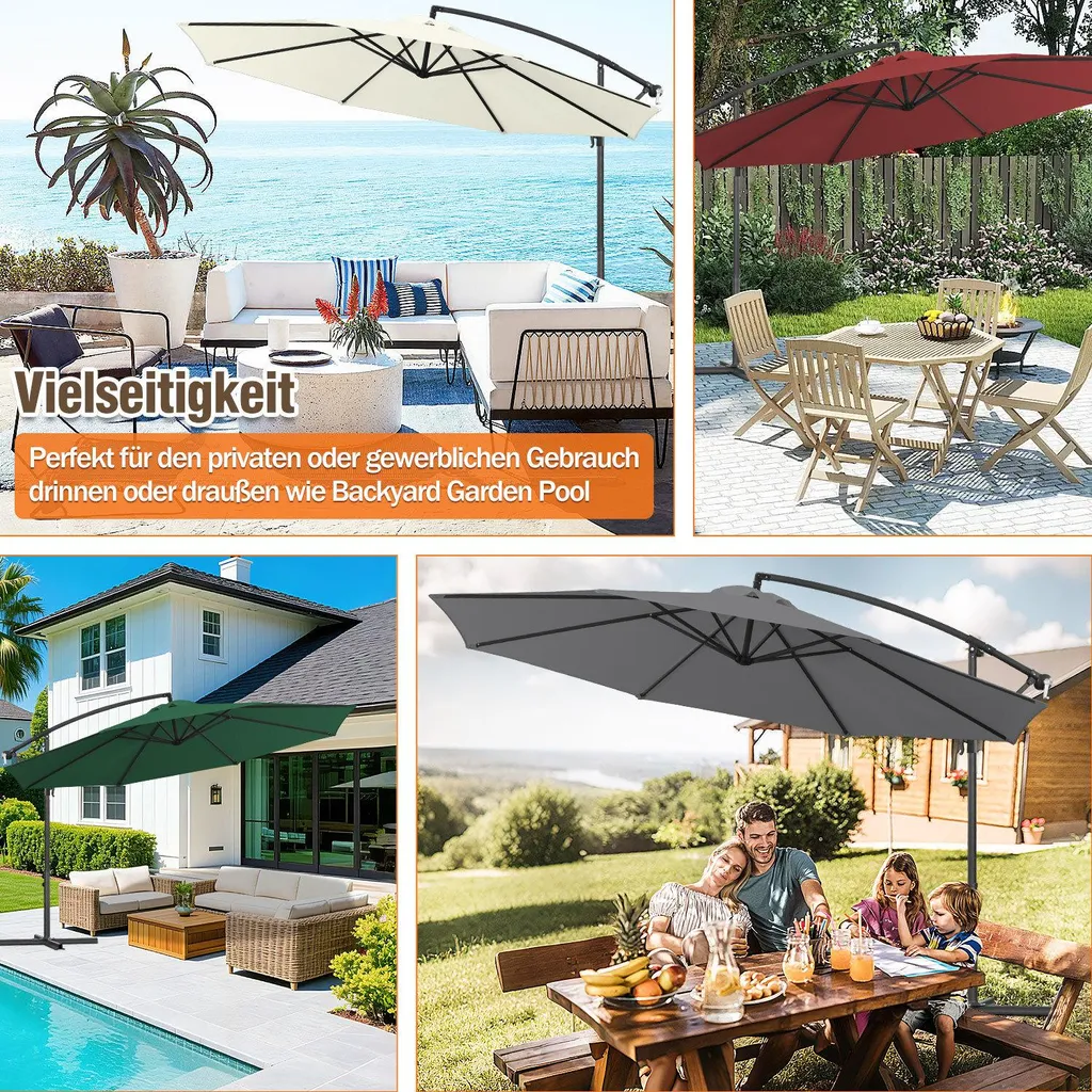 Ombrellone Izrielar 3 m grigio – Ombrellone moderno per terrazze, giardini e piscine - 10