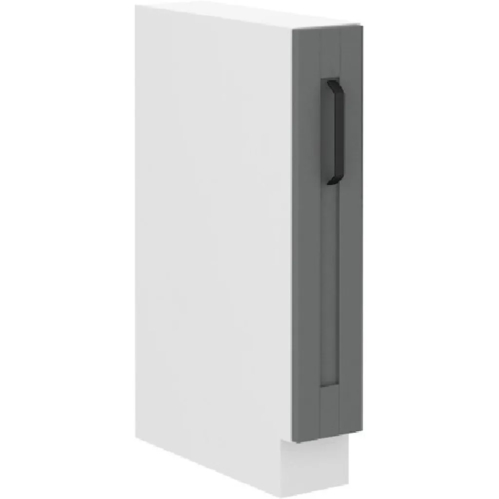 Meuble de niche LAILI 15 cm coulissant - Rangement étroit gris et blanc