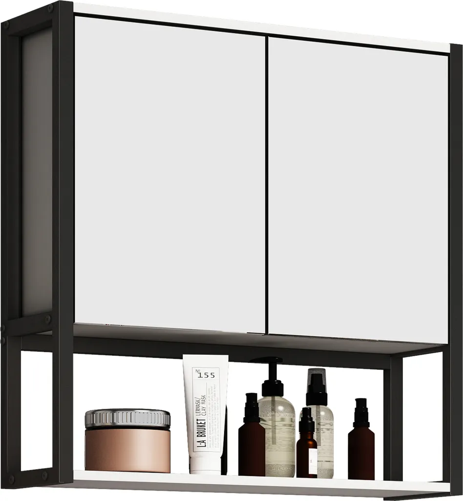 Mobile Specchiera Bagno Edino 60x60x17 cm | Arredo Bagno Moderno Bianco