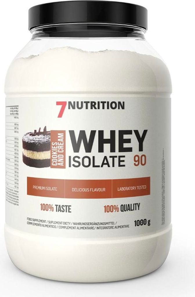 7Nutrition Whey Isolate 90 1 kg mit Keks- und Produktbild 