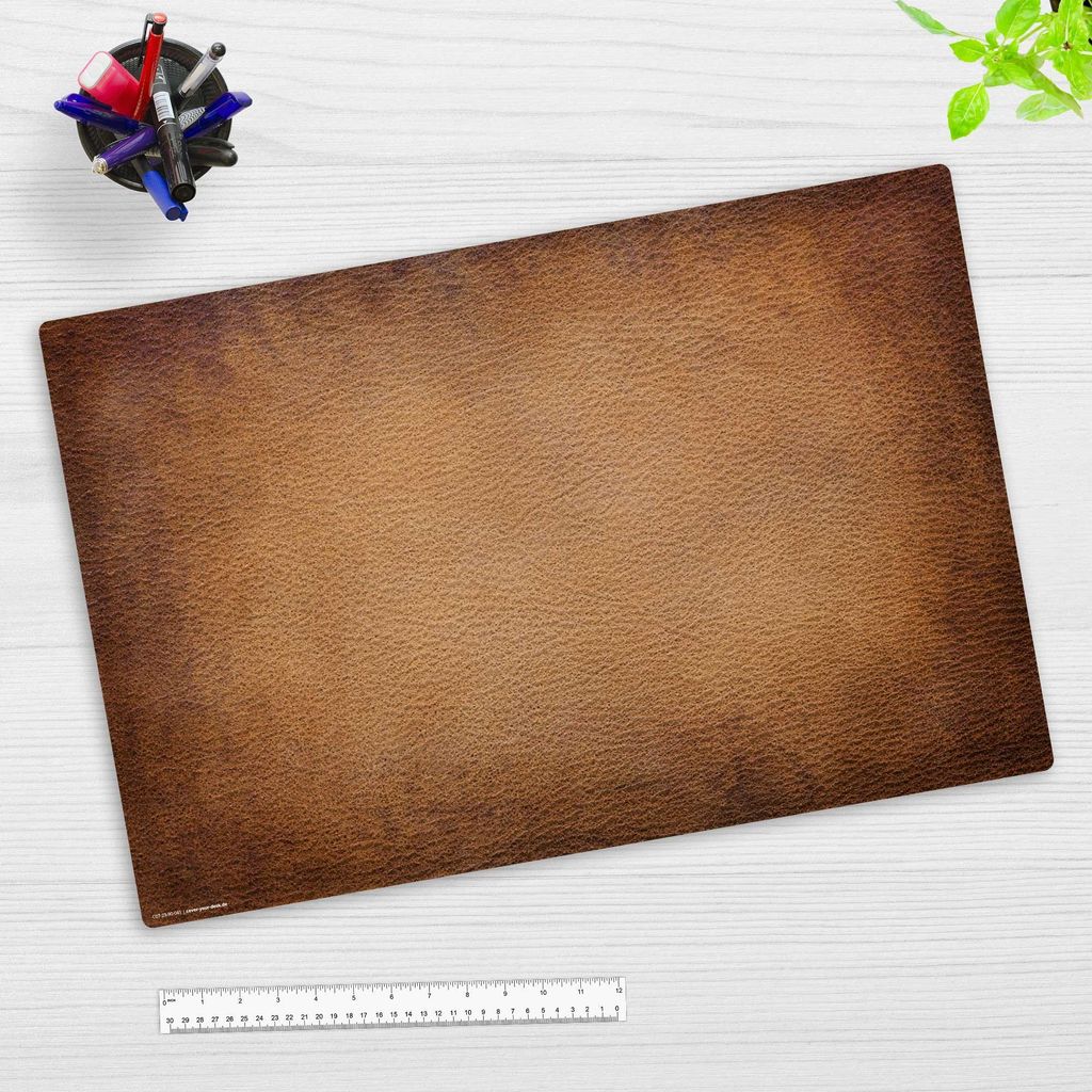 Schreibtischunterlage für Erwachsene – Leder Optik braun – 60 x 40 cm – aus Premium Vinyl – Germany