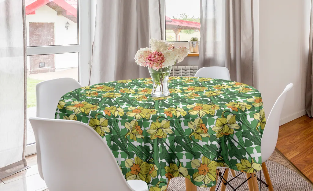 Tovaglia Circolare ABAKUHAUS 150cm Narcisi Arancioni per Cucina