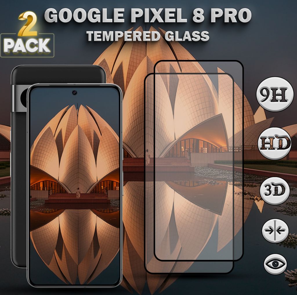 2-Pack Google Pixel 8 Pro - Gehärtetes Glas 9H - Produktbild 