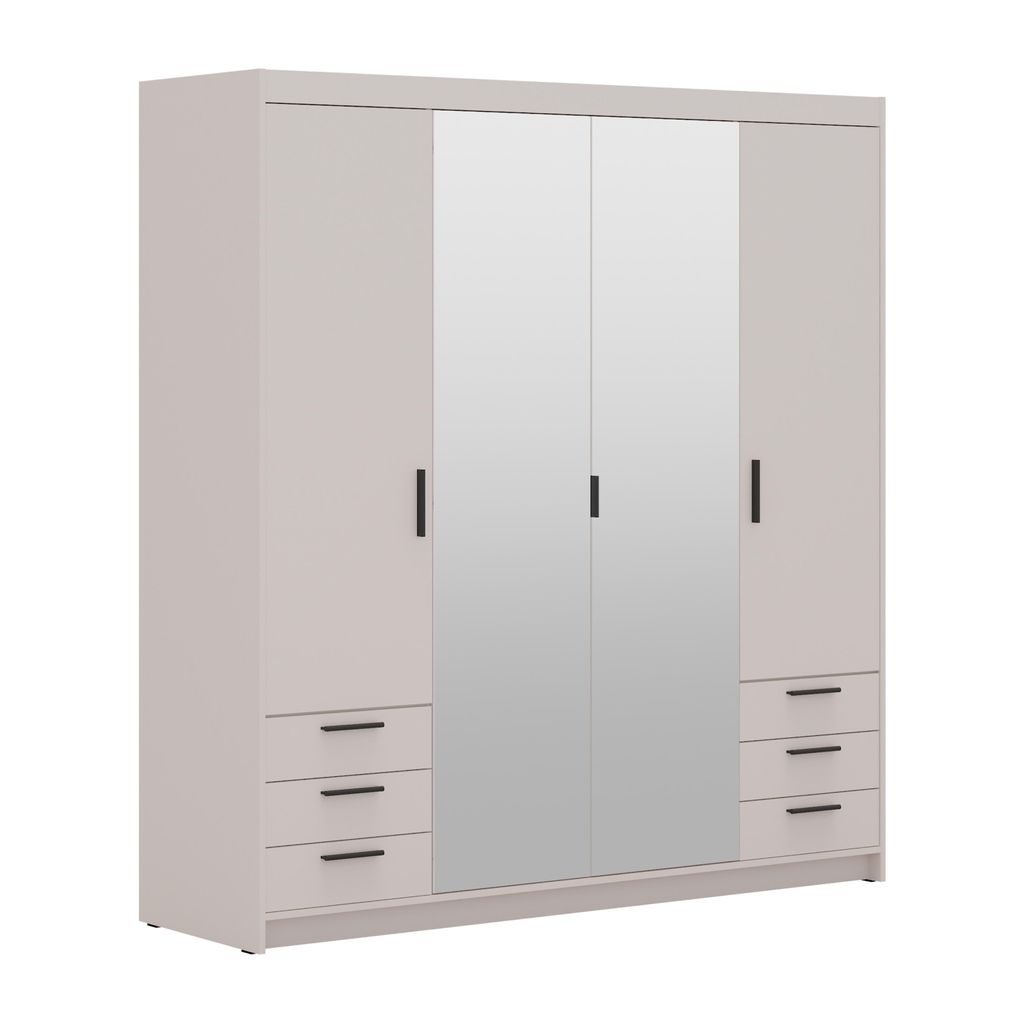 AX LIVING Beige Kleiderschrank mit Spiegel Storicos 4T6S Produktbild 