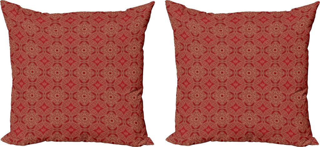 ABAKUHAUS orientalisch Kissenbezug Set (2Stück), Kontinuierliche Muster mit Wiederholung floralen Motiven, 50 x 50 cm, Vermilion Kamel und Tan
