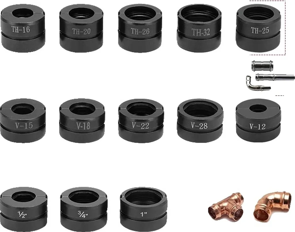 Attrezzo di serraggio per tubi Pex, set di ganasce idrauliche, 16-32 mm, V12 15 18 22 28 mm