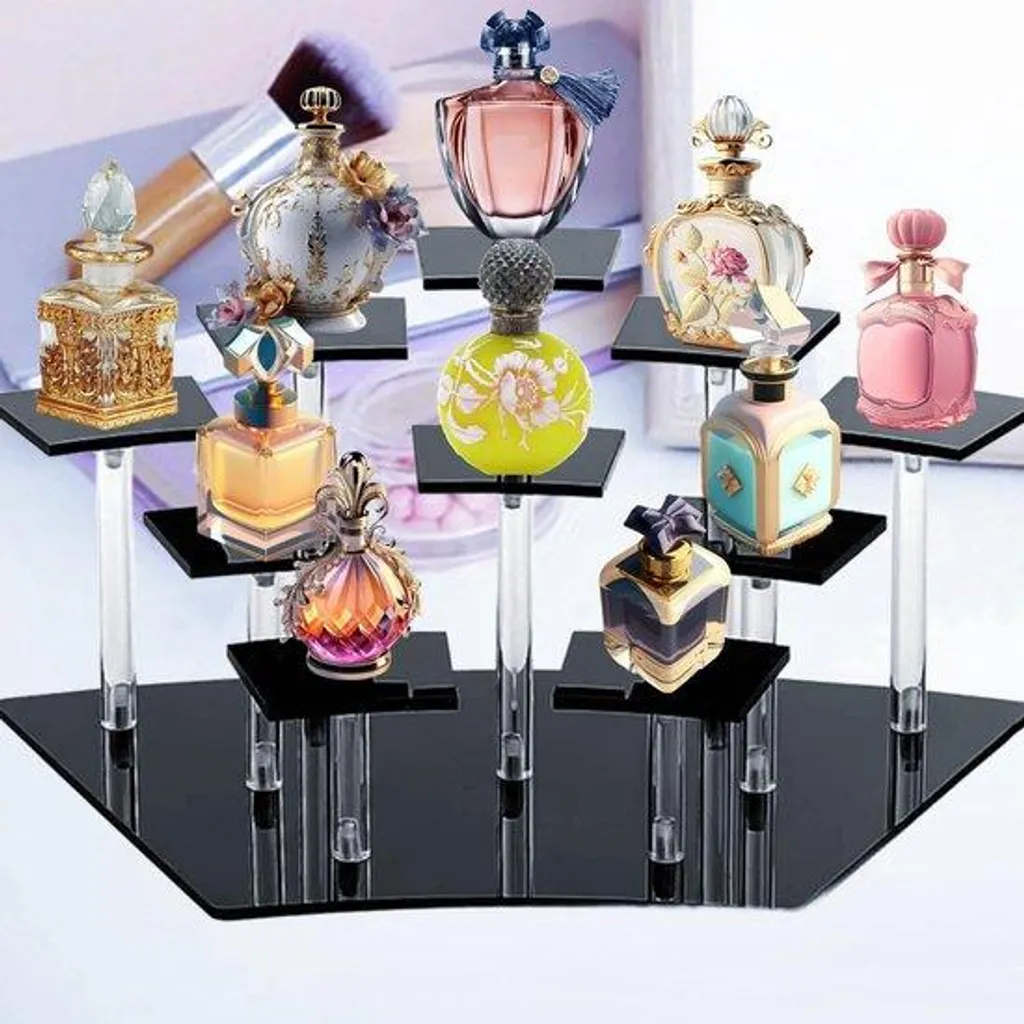 Étagère à parfum en acrylique noir pour bijoux et décoration de luxe