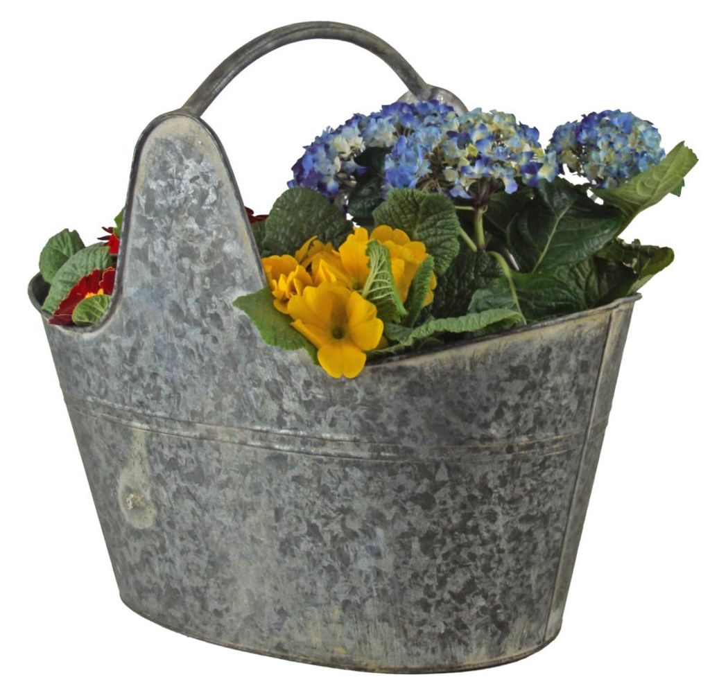 Vintage Metalleimer/ Pflanzeimer klein im rustikalen Landhausstil – vielseitig & dekorativ