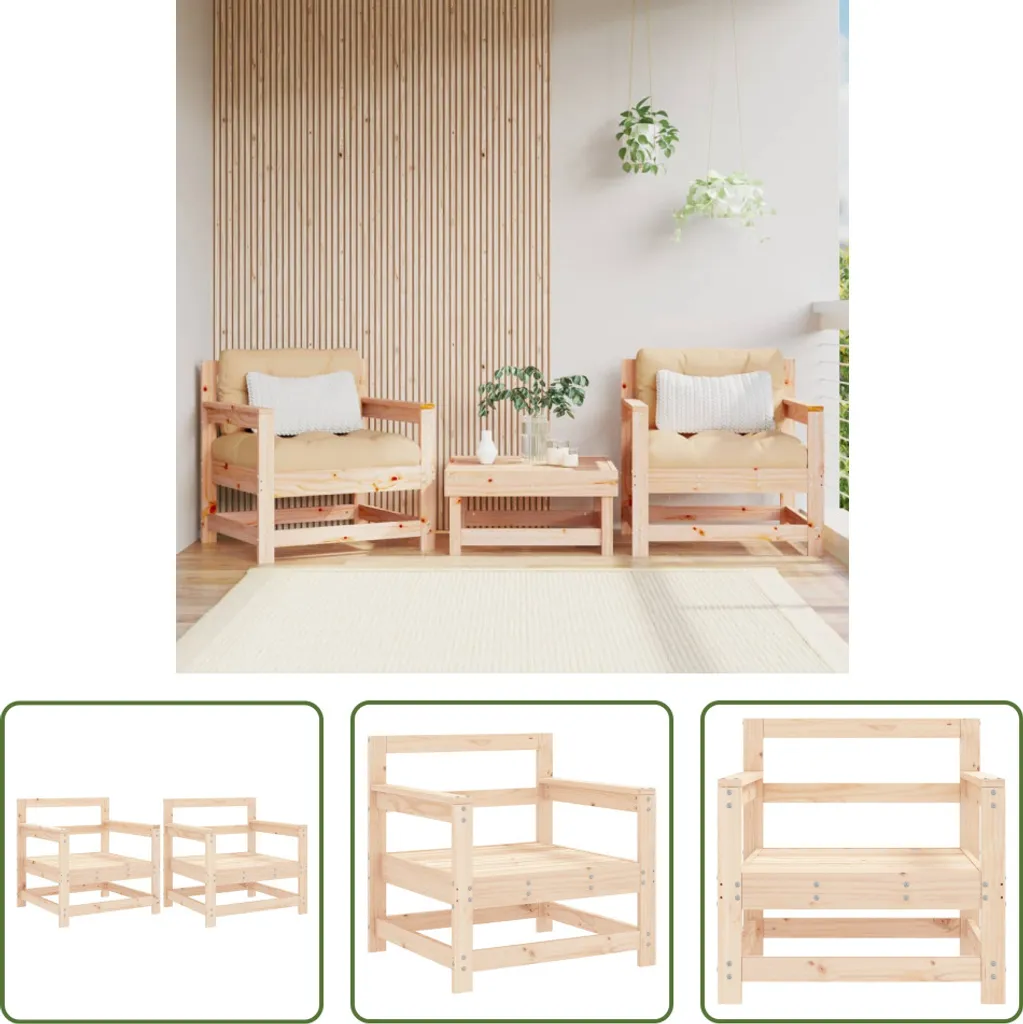 Set 2 Sedie da Giardino in Pino Massiccio | The Living Store Online