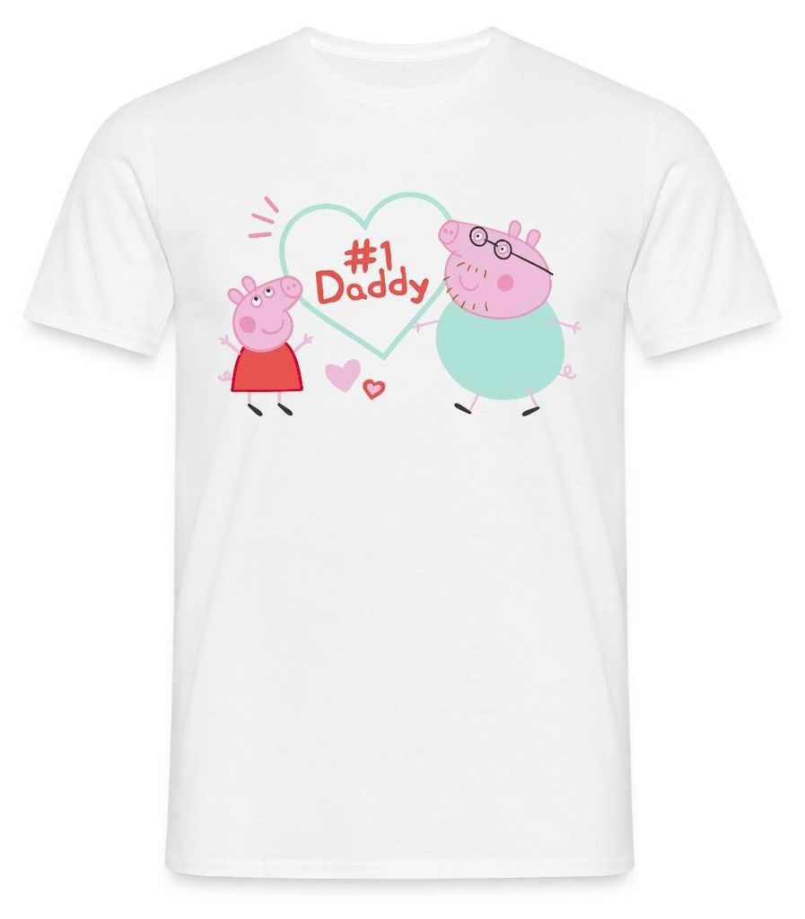 Spreadshirt Peppa Pig Design No. 1 Daddy: Peppa & Papa Wutz Männer T-Shirt, XL, Weiß
