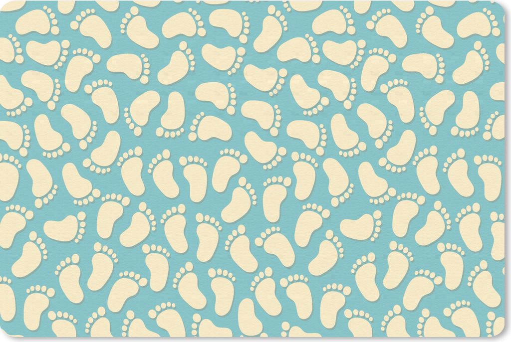 MuchoWow Schreibtischunterlage Muster - Fuß - Blau - Jungen - Kinder - Kleiner Junge 60x40 cm - XXL Mauspad - Großes Mauspad