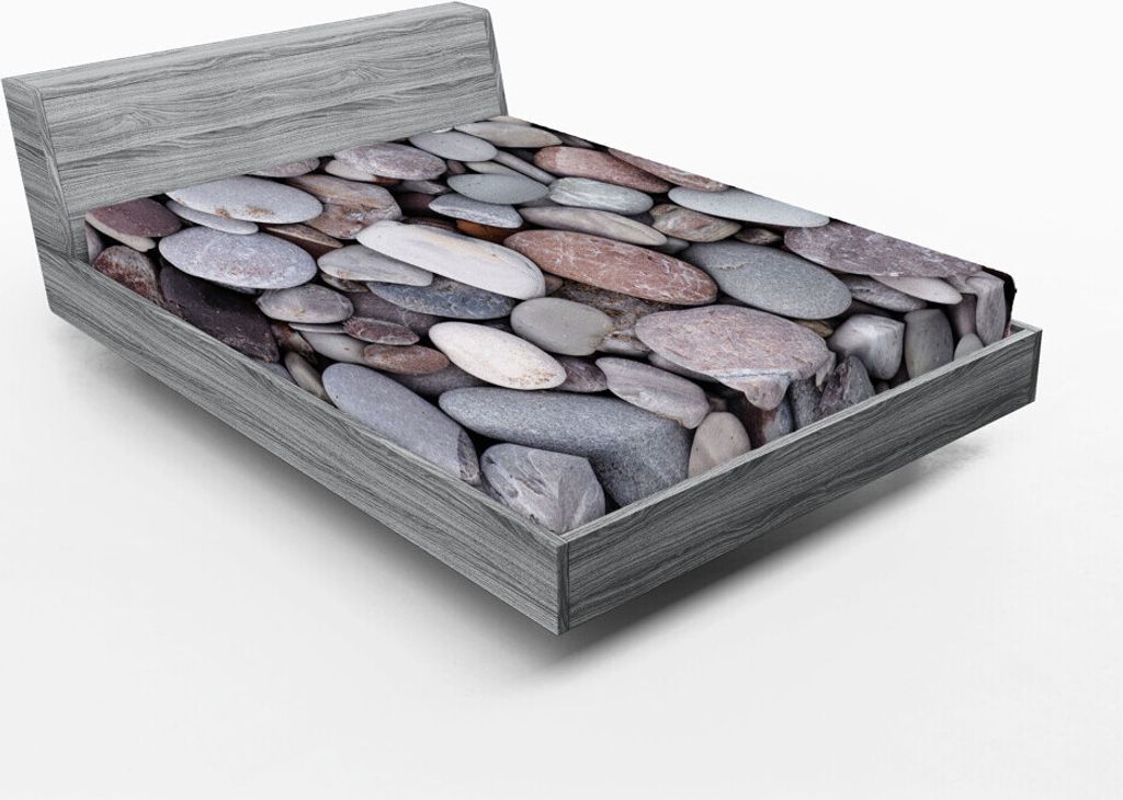 ABAKUHAUS Felsen Spannbetttuch, Sea Elements Haufen Steine Wassermeereswasser von der Küste Rocky-Details, 150 x 190 cm, Mehrfarbig