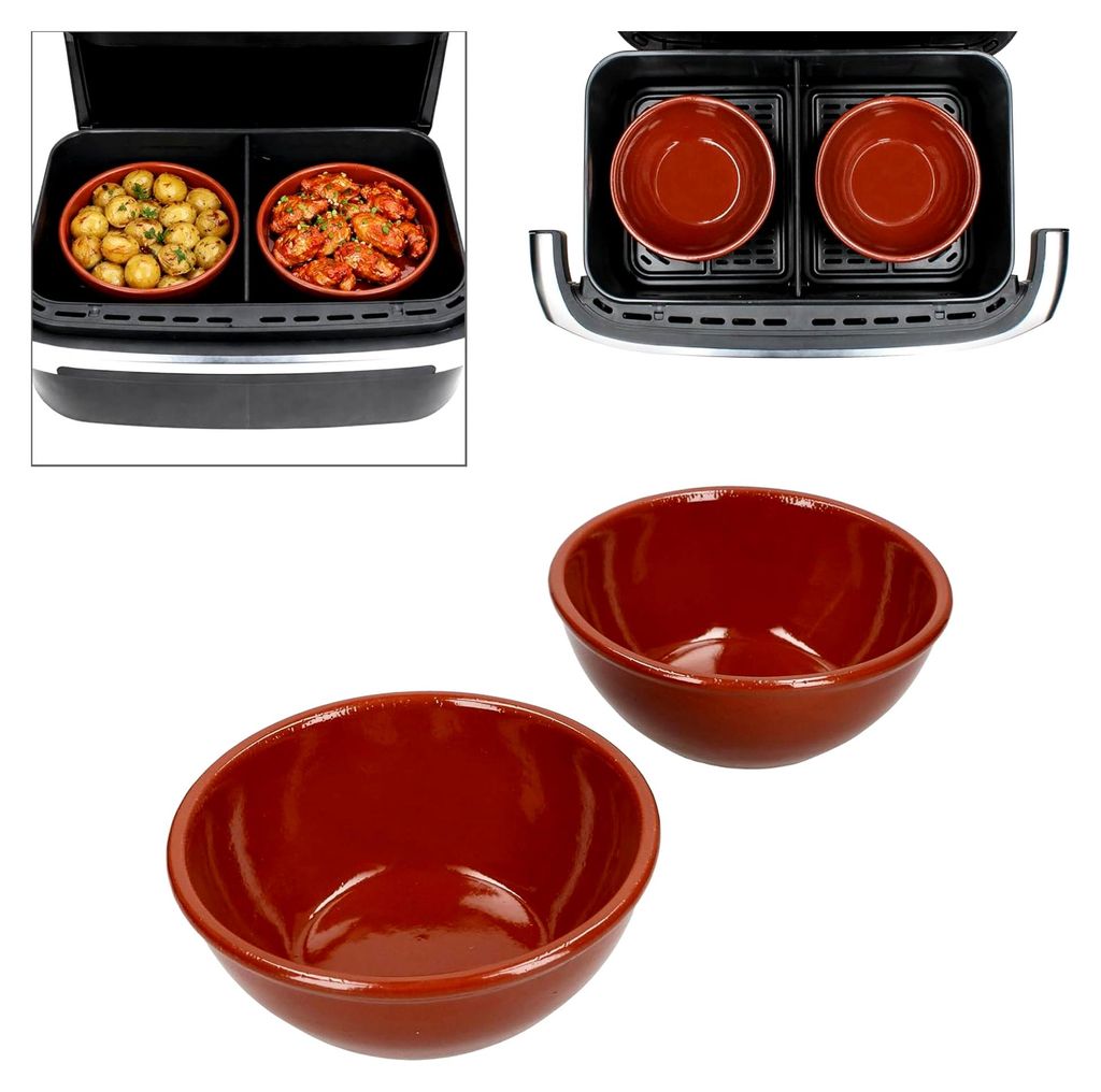 6er Set Airfryer Schüsseln I 16 cm, 450 ml I konische Tonschalen für Heißluftfritteuse & Ofen I für Aufläufe, Suppen, Kuchen und Desserts I Zu...