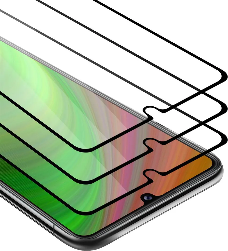Cadorabo 3x Pellicola protettiva a schermo intero per Honor 9A in nero Vetro protettivo del display temperato