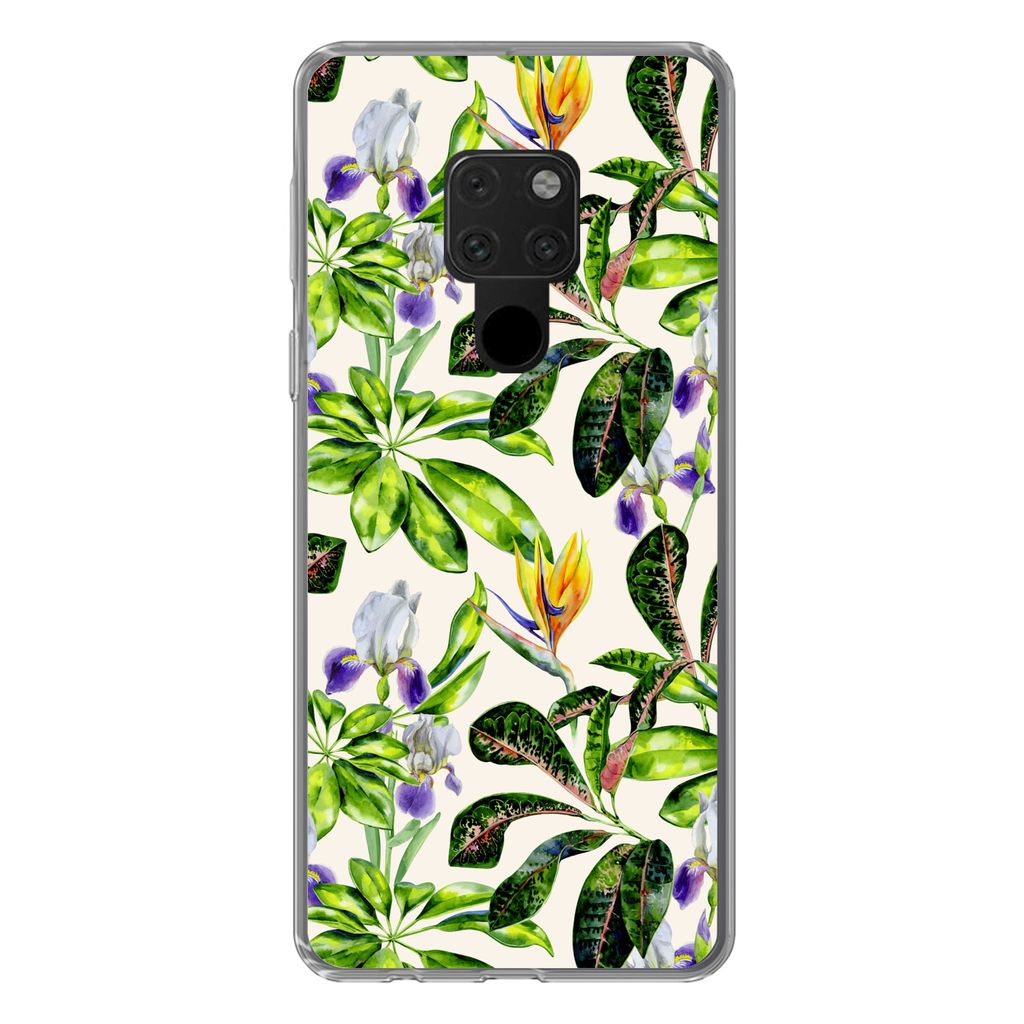 MuchoWow Handyhülle Schutzhülle Hülle für Huawei P40 Lite Blätter - Strelitzia - Blüte Silikon Softcase Handy Hülle - Handy
