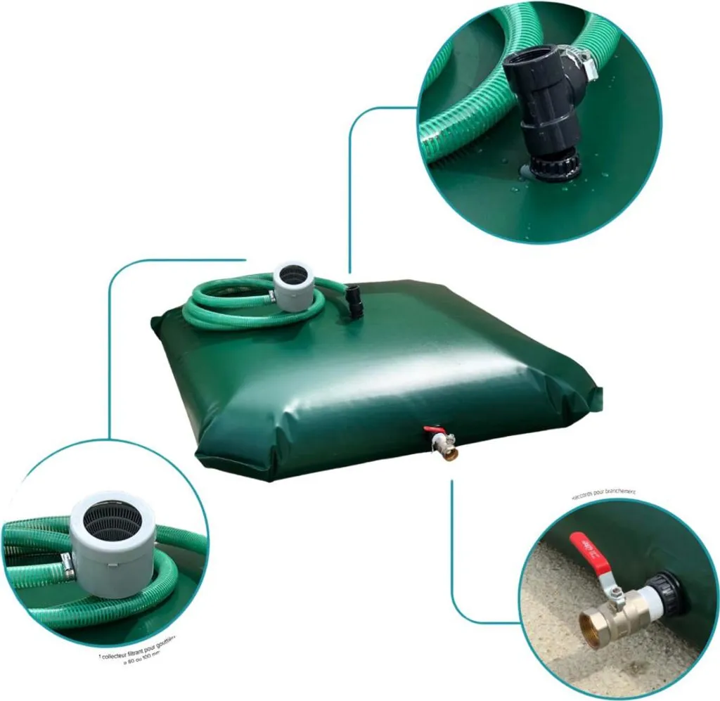 Réserve d'eau de pluie 500L pour arrosage jardin - Kit Aqualux 105804-1