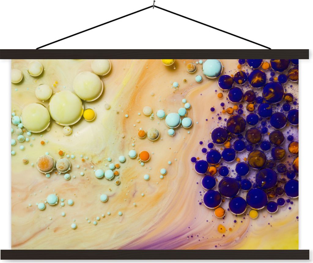 MuchoWow Textilposter Milch - Tinte - Psychedelisch 90x60 cm mit schwarzem Rahmen - Aufhängungssatz