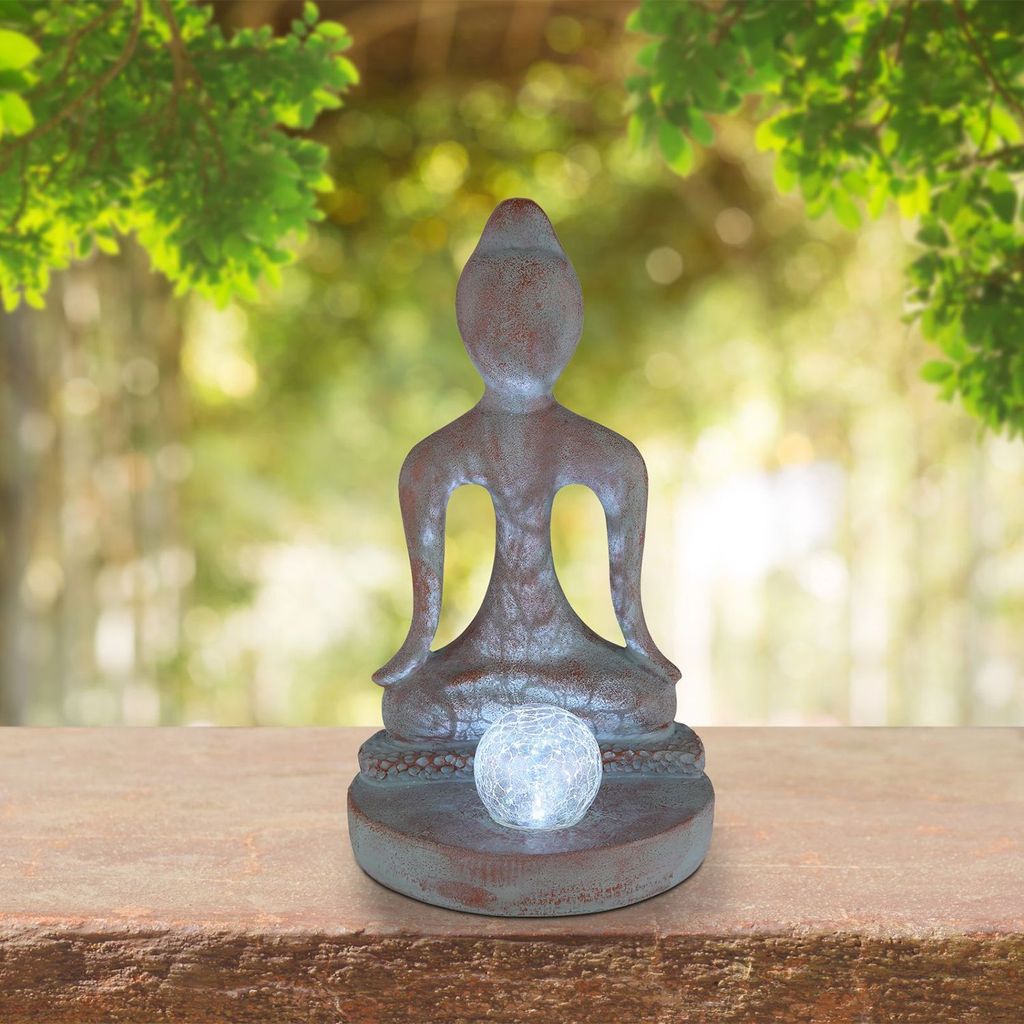 GLOBO Solarleuchte Garten Buddha Glas Solarlampe Außen Außenleuchte Solar 33569
