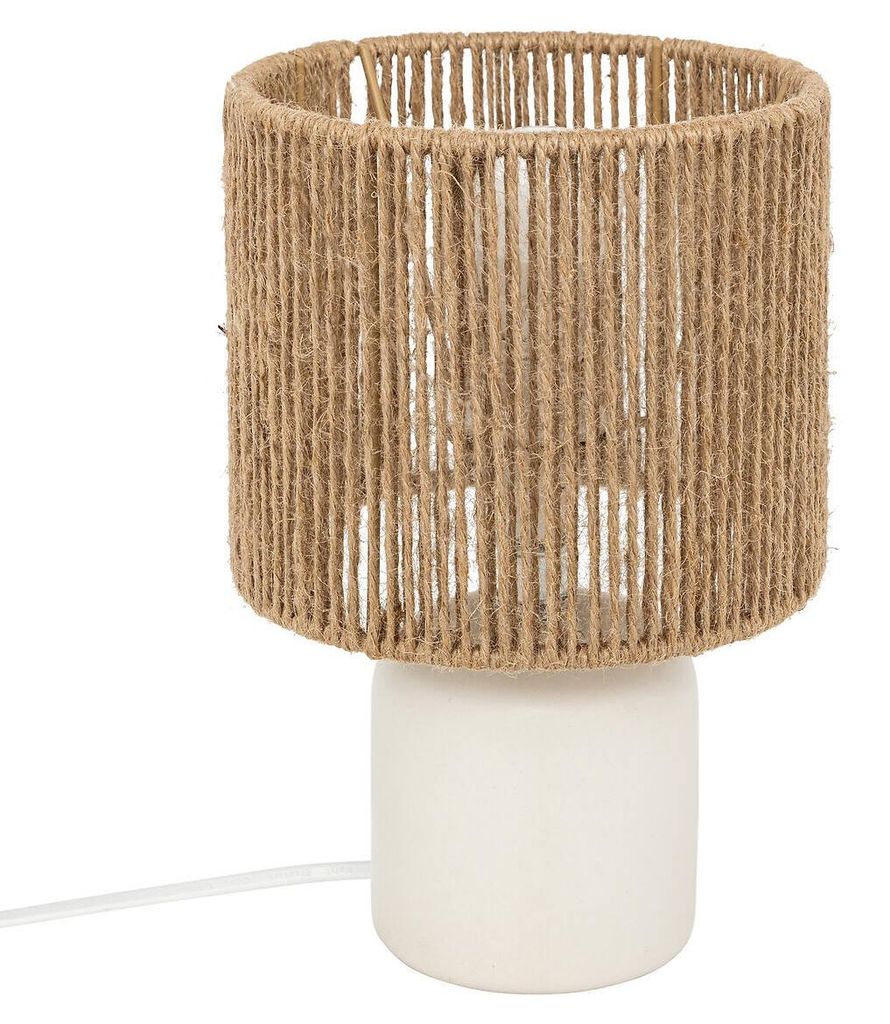 Ceramiczna lampa stołowa KOBY z plecionym kloszem, 24 cm Zdjęcie produktu 