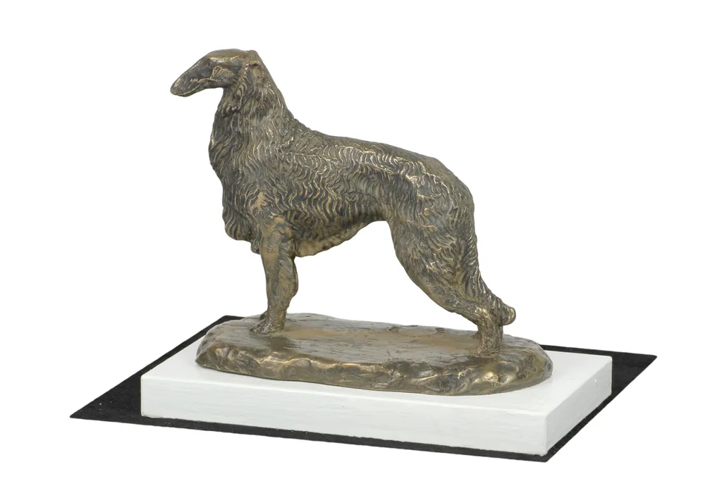 Figurine de collection lévrier russe Barzoï trophée exposition canine