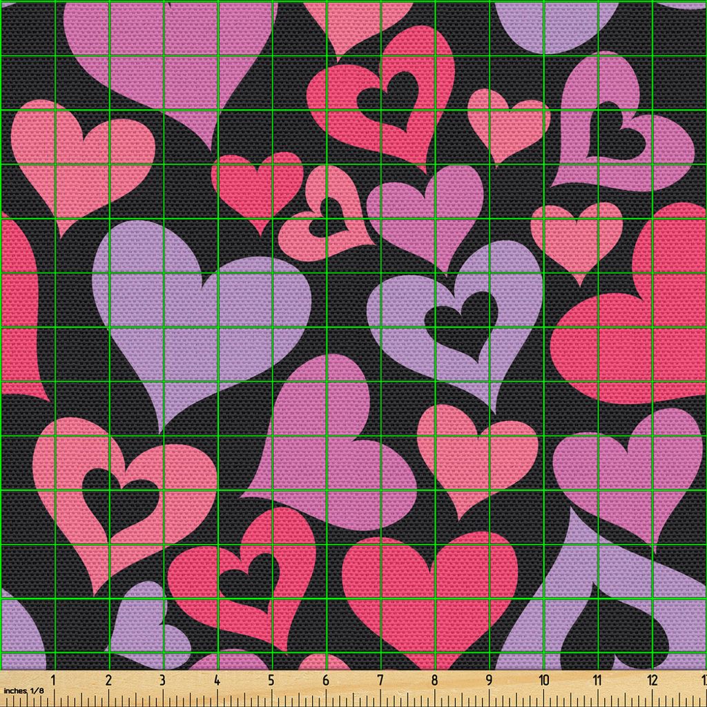 ABAKUHAUS Liebe Gewebe als Meterware, Silhouette Herzen rosa romantische Formen Valentinstag Feier glücklich fröhlich, 1 M (148 x 100 cm), Mehrfa...
